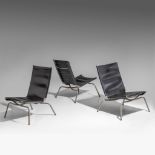 A nice vintage set of three Crossed legged chairs by Fabian van Severen, 1998, H 84 - W 68 cm