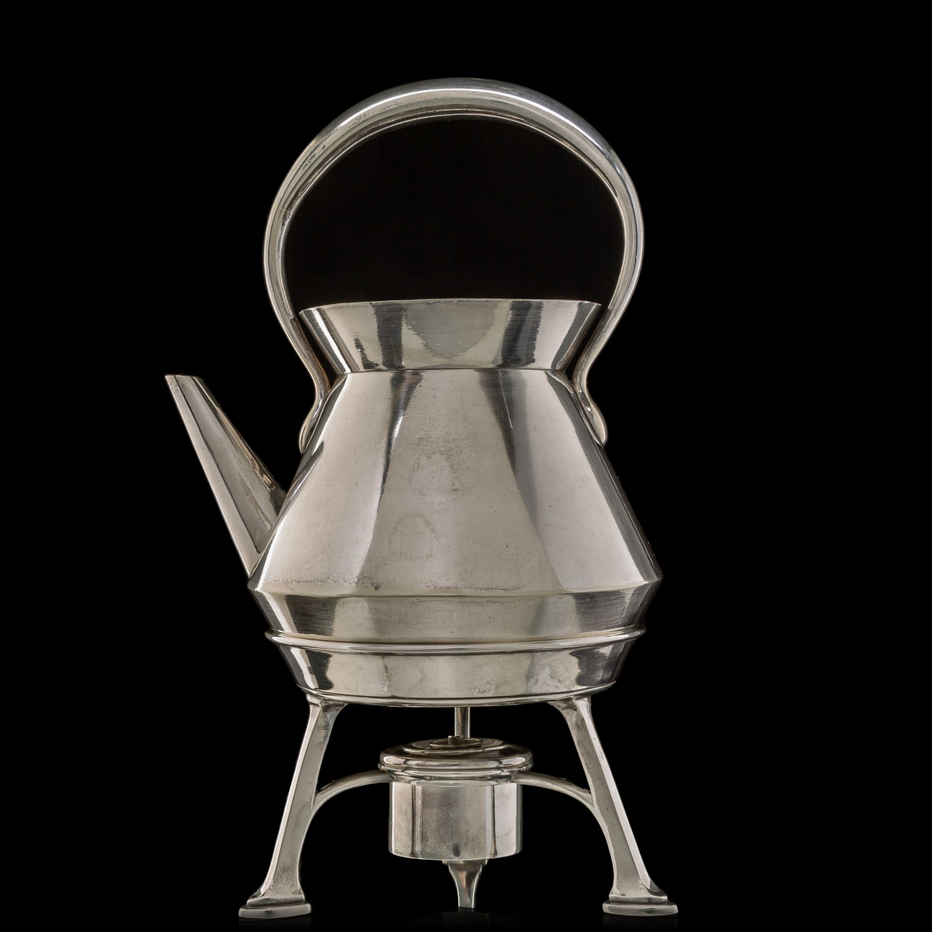 A silver-plated tea kettle, stand and burner, marked Richard Hodd, pre-1884, H 25 cm - Image 3 of 9