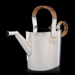 A silver-plated watering can, with wicker-covered handles, marked Hukin & Heath 9659, ca 1884, H 20