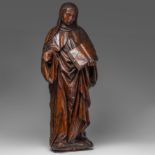 A walnut sculpture of a standing (Dominican) monk, 16thC, H 93 cm