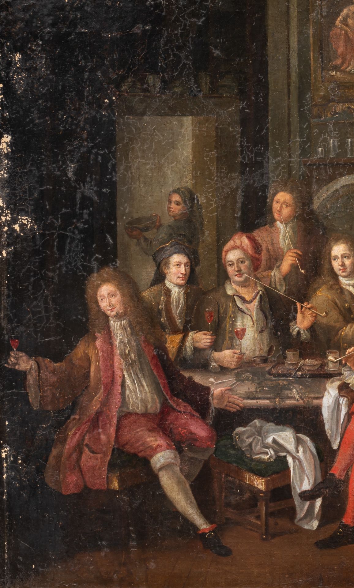 Attrib. to Etienne Jeaurat (1699-1789), drinking bout of the village dignitaries, mid 18thC, oil on - Bild 4 aus 6