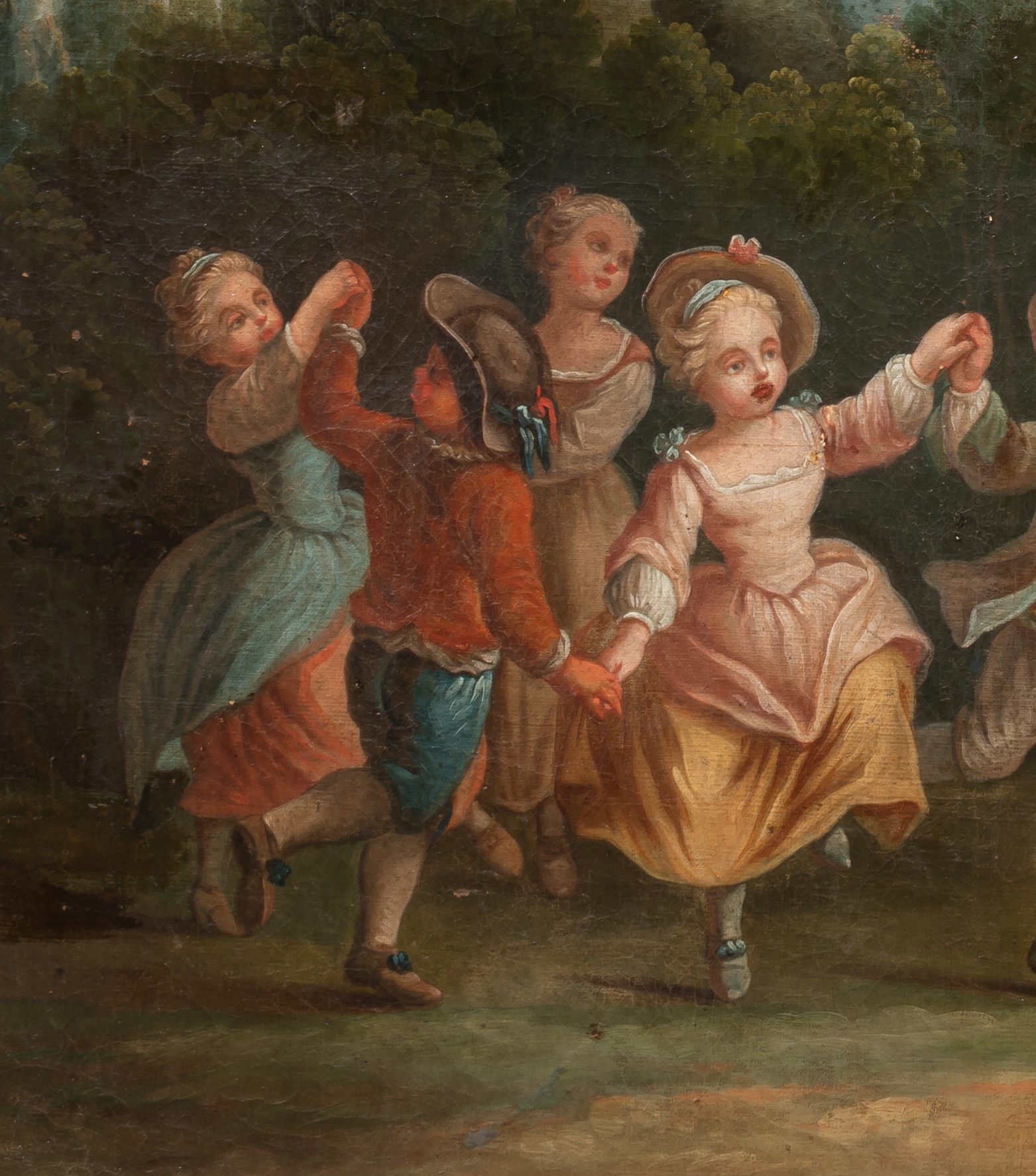 A pair of pendant paintings of gallant scenes in a garden setting, 18thC, oil on canvas, 78 x 91 cm - Image 4 of 12