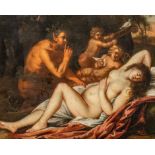 Jupiter and Antiope, 17thC Venetian School, oil on canvas 57 x 71 cm. (22.4 x 27.9 in.), Frame: 76 x