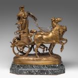 Emmanuel Fremiet (1824-1910), Athena on her chariot pulled by three horses, gilt bronze, H 51 cm