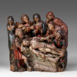 An Antwerp retable fragment depicting the atonement of Christ, polychrome oak, 17thC, H 44 - W 45 cm