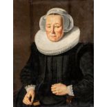 The portrait of an elderly lady wearing a ruff, Dutch School, oil on oak 82 x 62 cm. (32.2 x 24.4 in