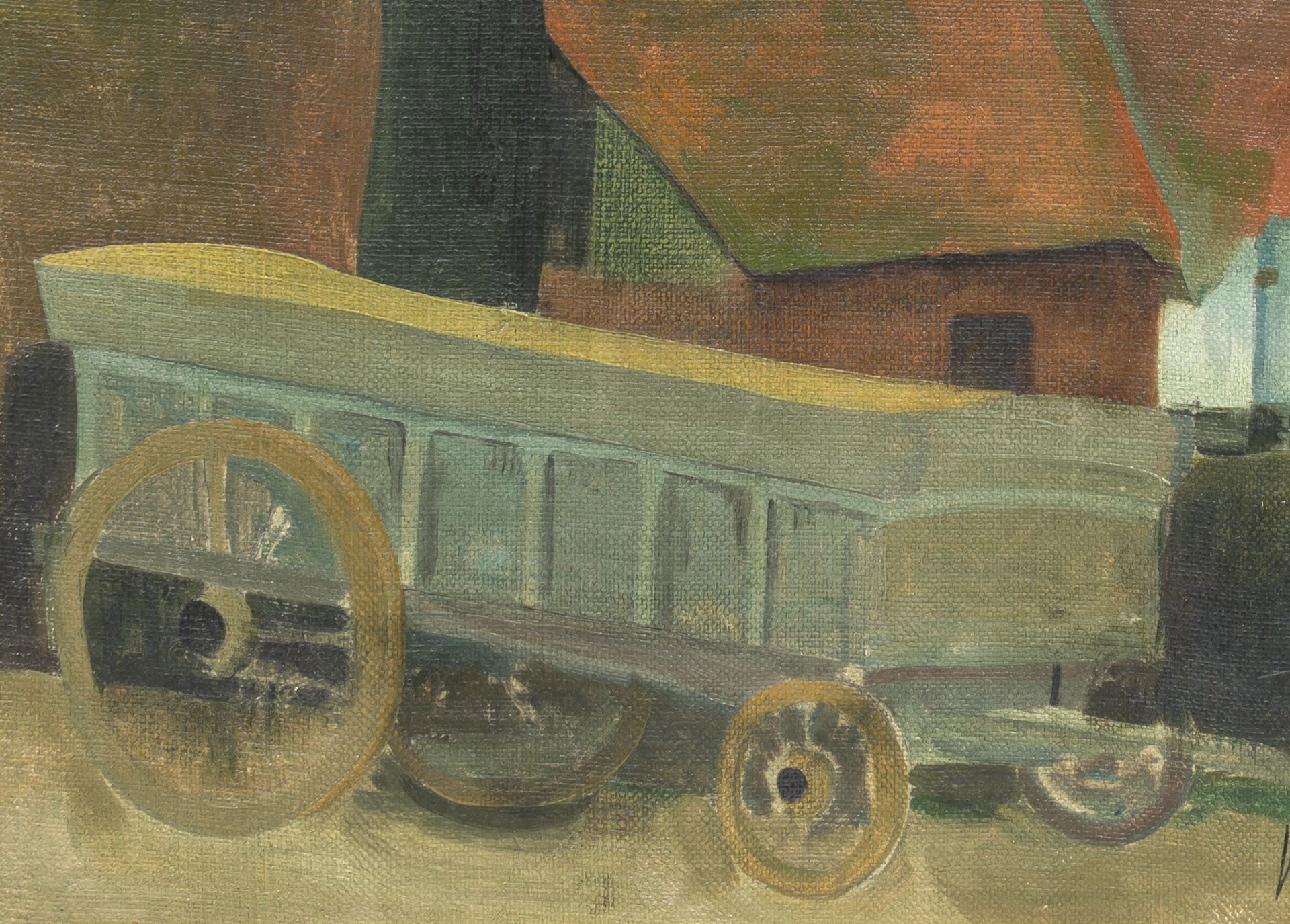 Valerius De Saedeleer (1867-1942), village view with a chariot, oil on canvas, 27 x 35,5 cm - Bild 5 aus 5