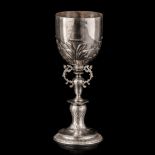 A 19thC silver chalice, with 17thC English apocryphal hallmarks, H 25 cm, total weight: 455 g