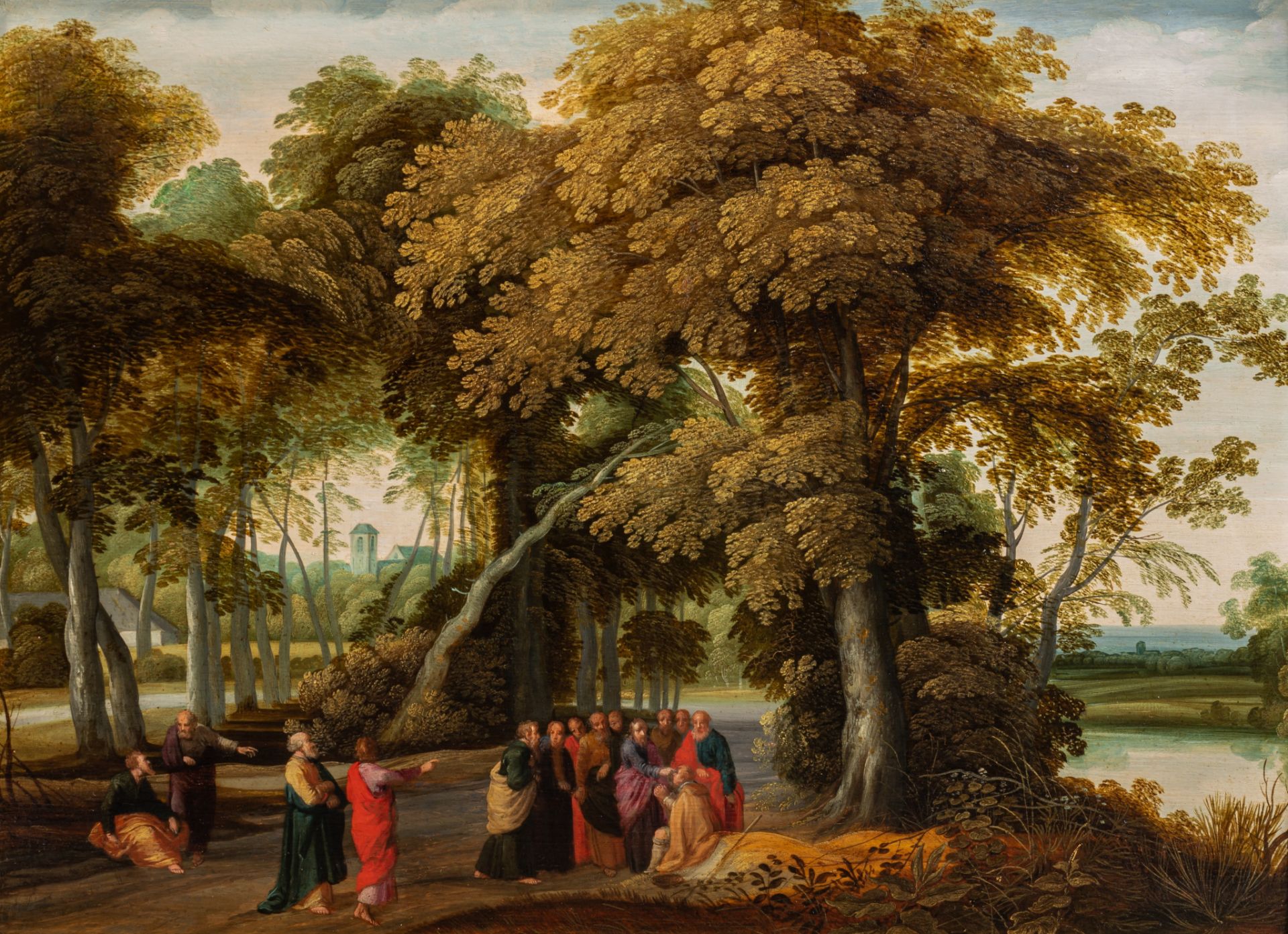 A forest landscape with one of Christ's miracles, first half of the 17thC, the Southern Netherlands,