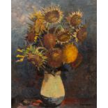 Albert Saverys (1886-1964), still life with sunflowers, oil on canvas 100 x 80 cm. (39.3 x 31 1/2 in