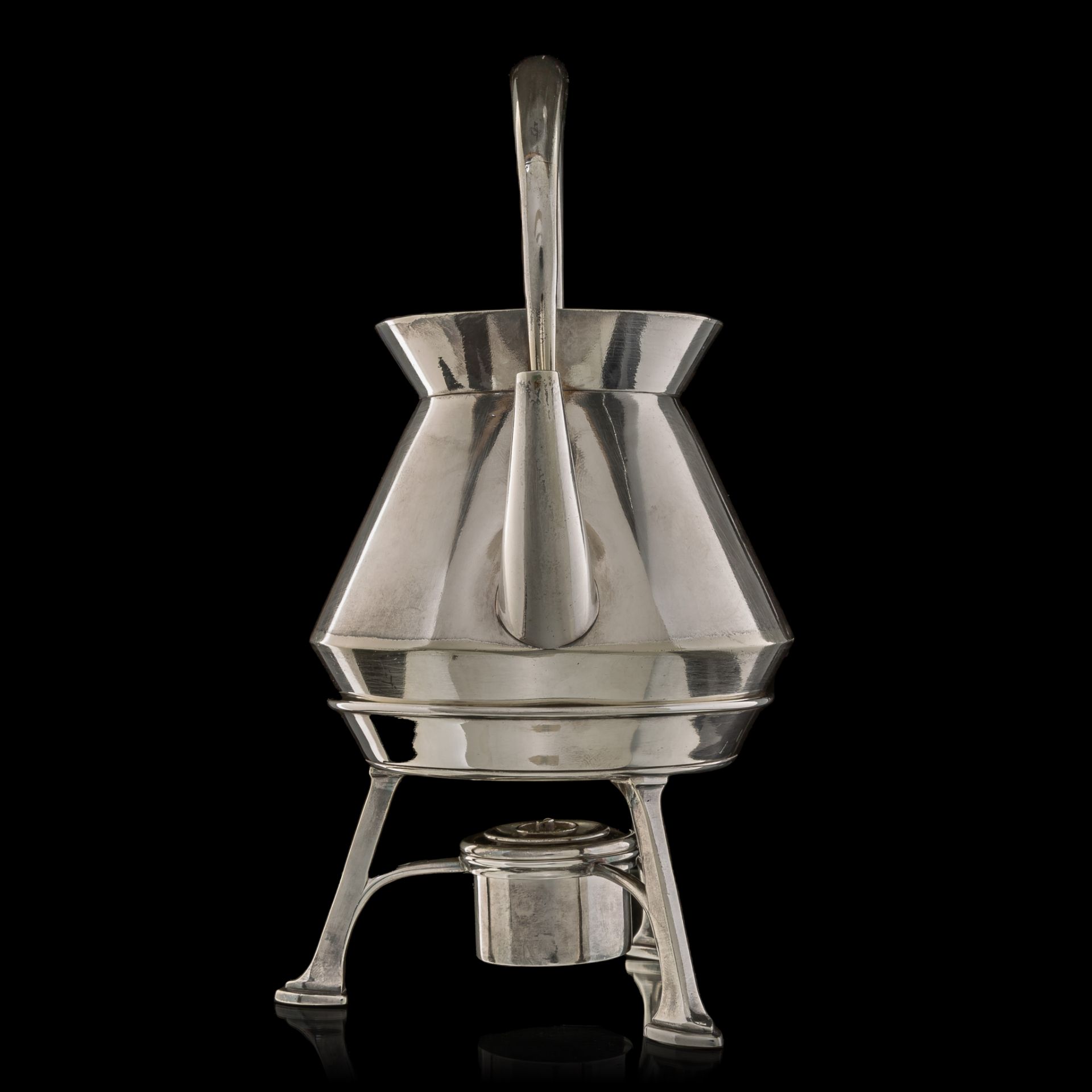 A silver-plated tea kettle, stand and burner, marked Richard Hodd, pre-1884, H 25 cm - Image 2 of 9
