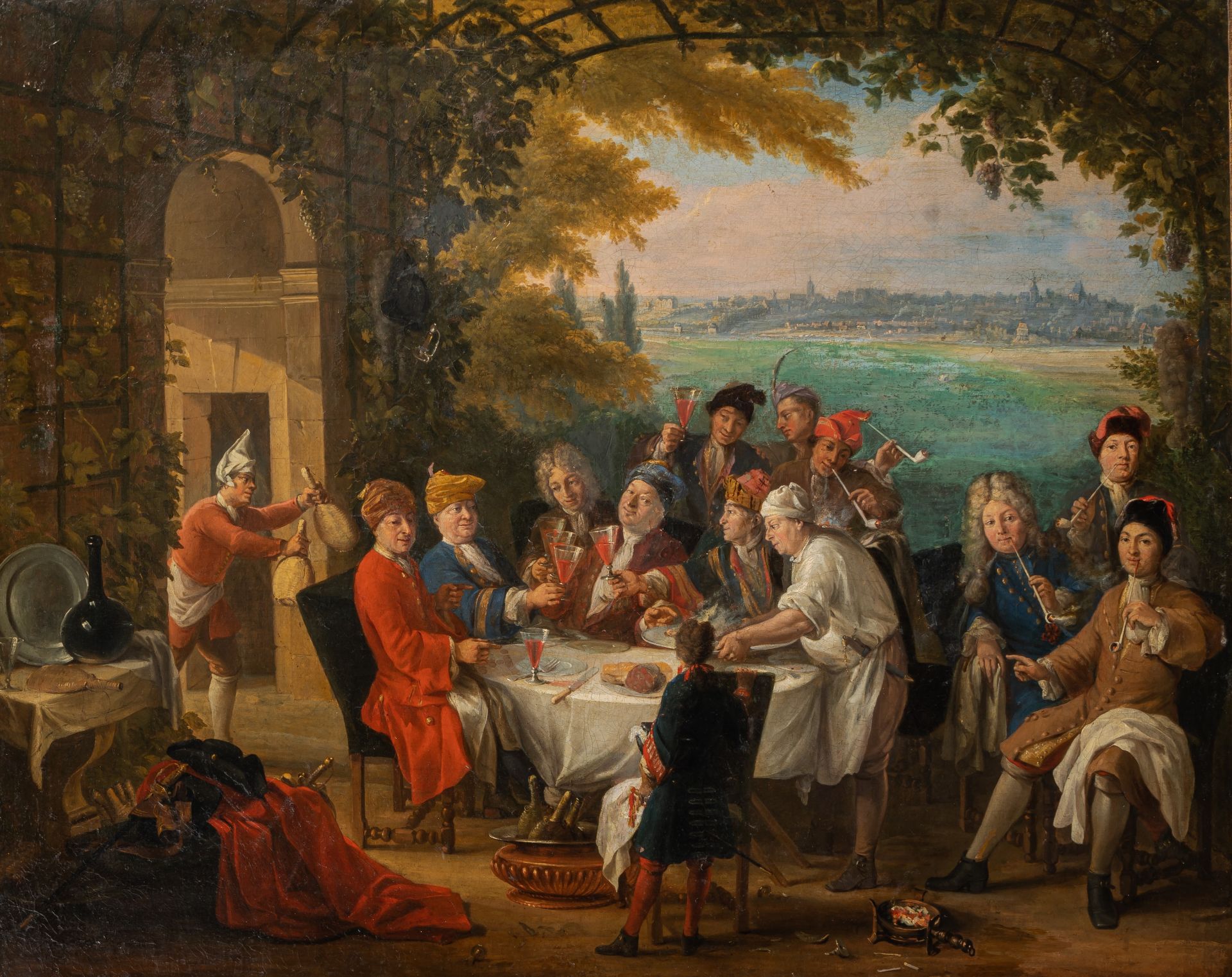 Attrib. to Etienne Jeaurat (1699-1789), the village fair, mid 18thC, oil on canvas, 74 x 92,5 cm