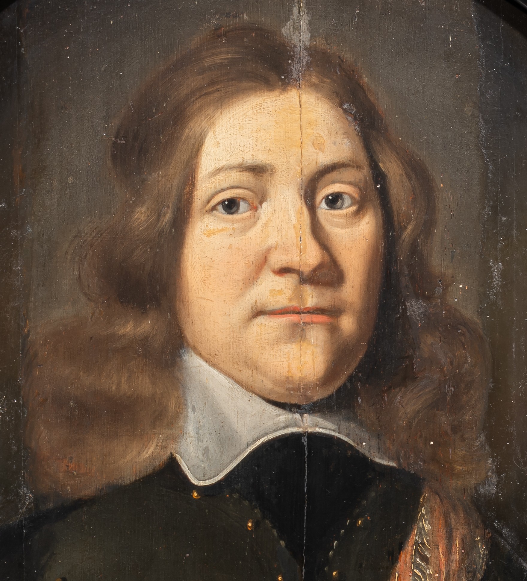 After Pieter Pourbus (1523-1584), the oval portrait of a nobleman, 1655, oil on oak, 53 x 62,5 cm - Image 5 of 6