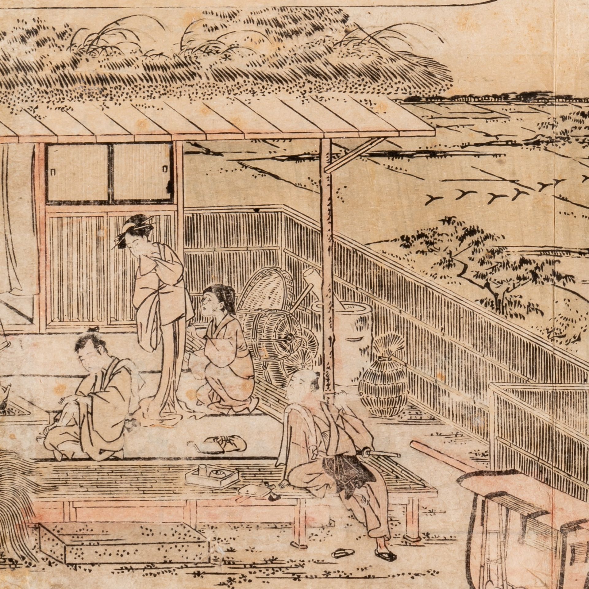 Toyokuni I, two animated garden scenes, oban yoko-e, both framed 49,5 x 38 cm - Bild 10 aus 11