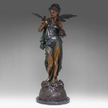 Ruby Bailey Levick (1871-1940), allegory of the construction of railways, spelter with various patin