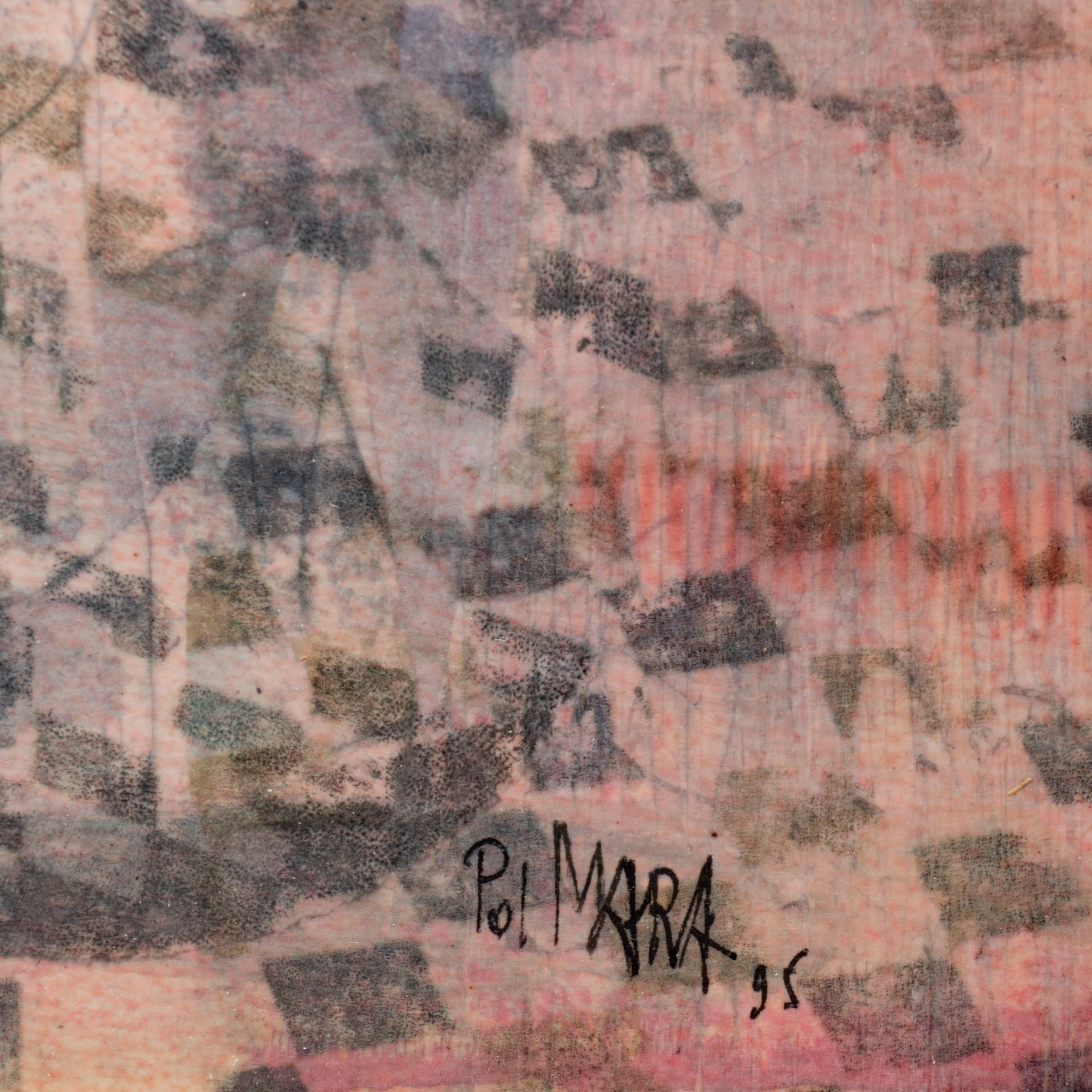 Pol Mara (1920-1998), 'Levitation', watercolour on silk marouflated on hardboard, 1995, 100 x 72 cm. - Bild 4 aus 6