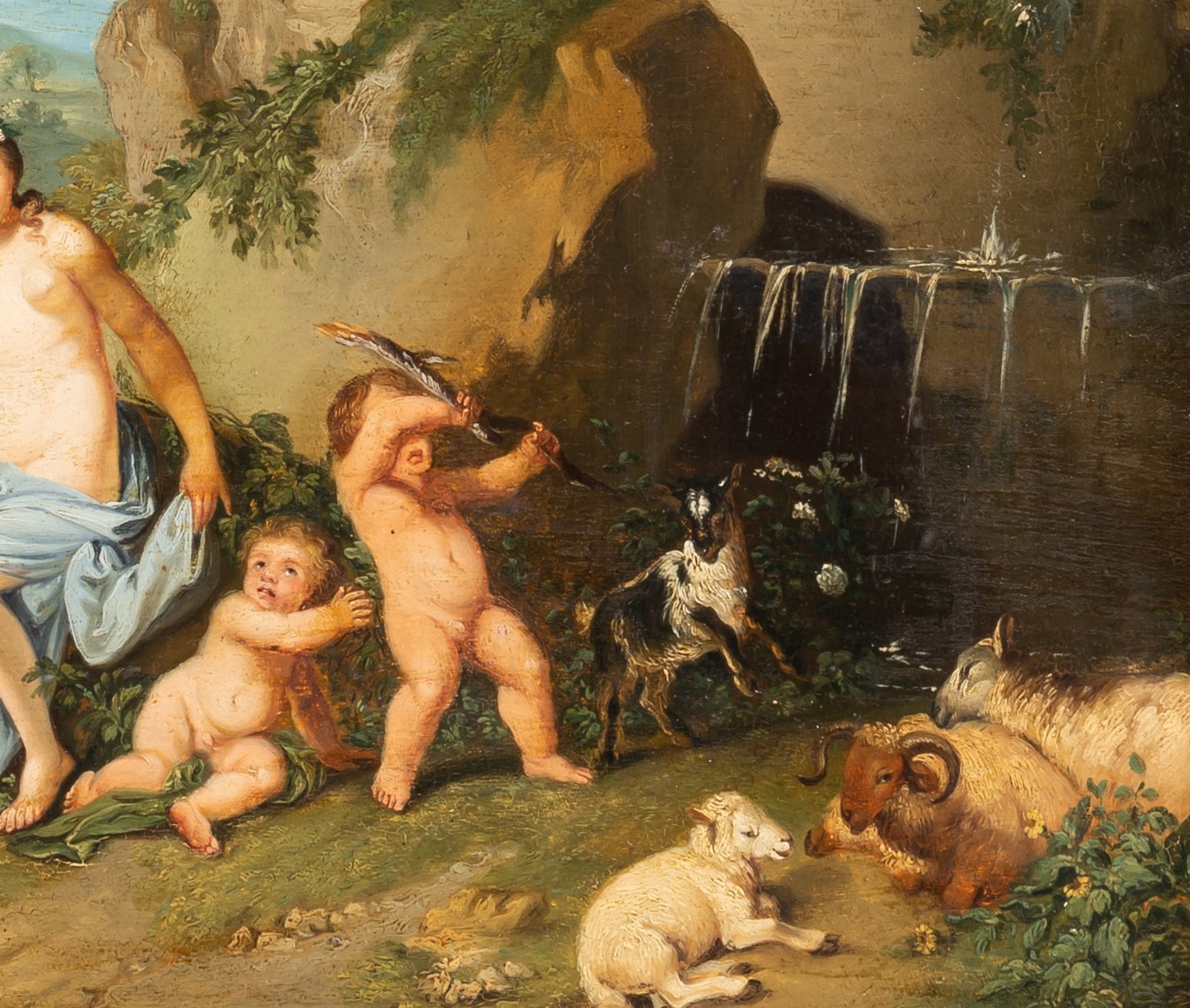 The bathing Venus and her entourage, French School, 18thC, oil on panel, 54,5 x 76 cm - Bild 5 aus 5