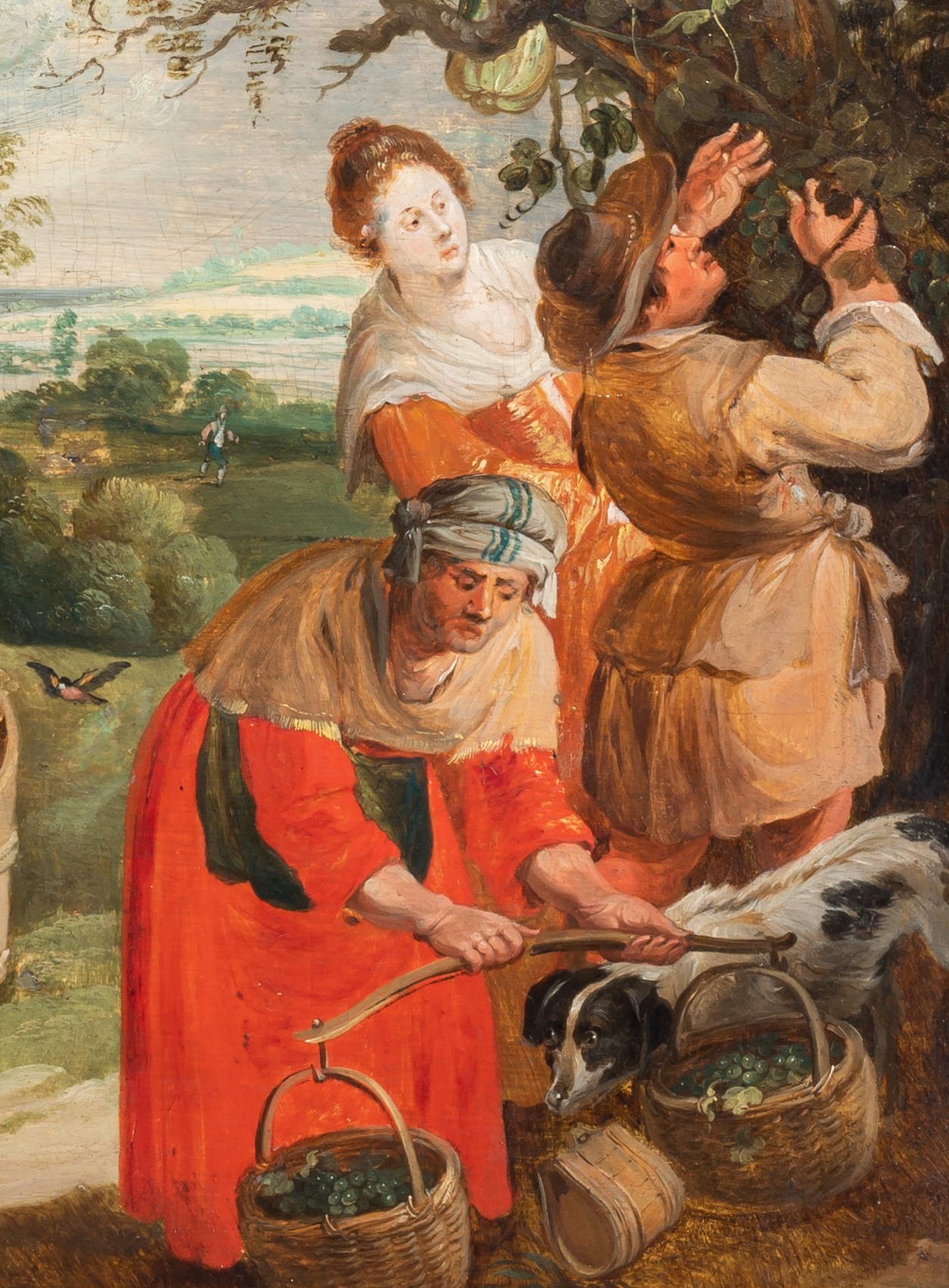 Monogrammed 'V.H.' (follower of Peter Paul Rubens), the grape harvest, oil on panel, 38 x 64 cm - Image 7 of 8