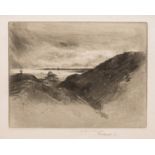 Felix Buhot (1847-1898), view of the dunes and the sea, etching and aquatint 22.5 x 29 cm. (8.8 x 11
