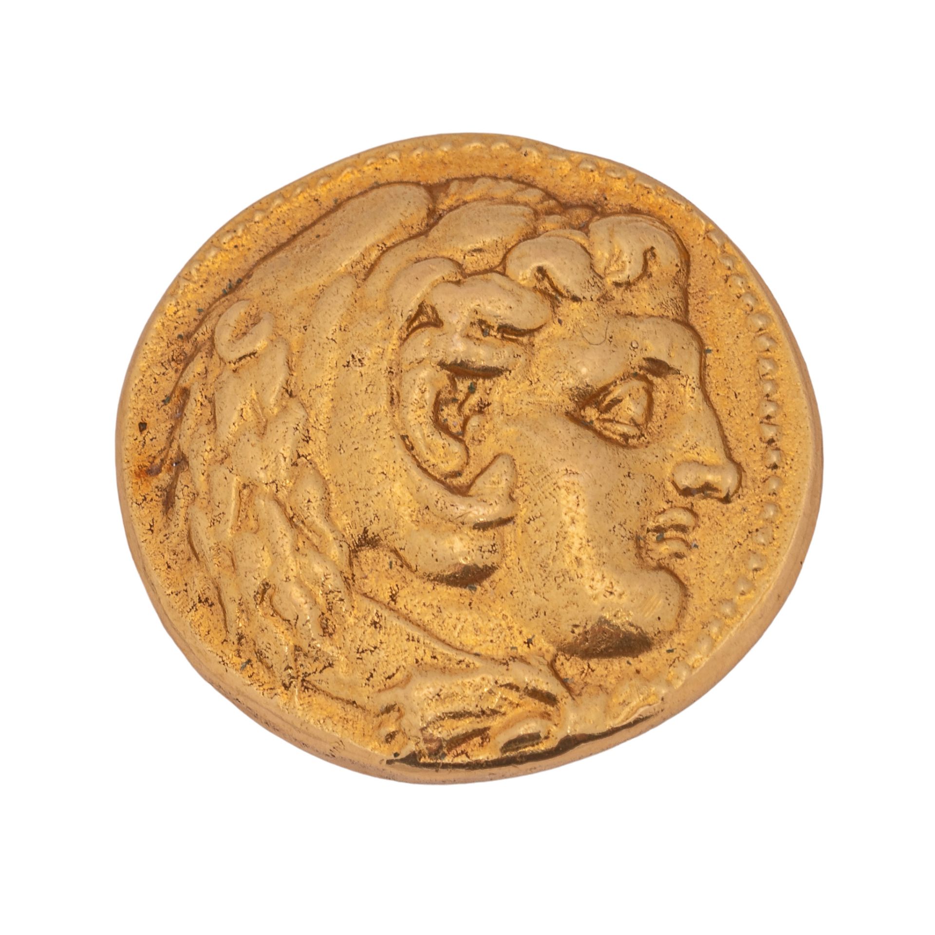 A replica Alexander The Great 18ct gold drachm, dia ca 2,3 cm, weight: 15,7 g