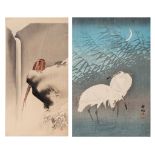 Two woodblock prints by Koson Ohara of birds, ca. 1920, 34 x 47,5 cm / 37 x 19,5 cm