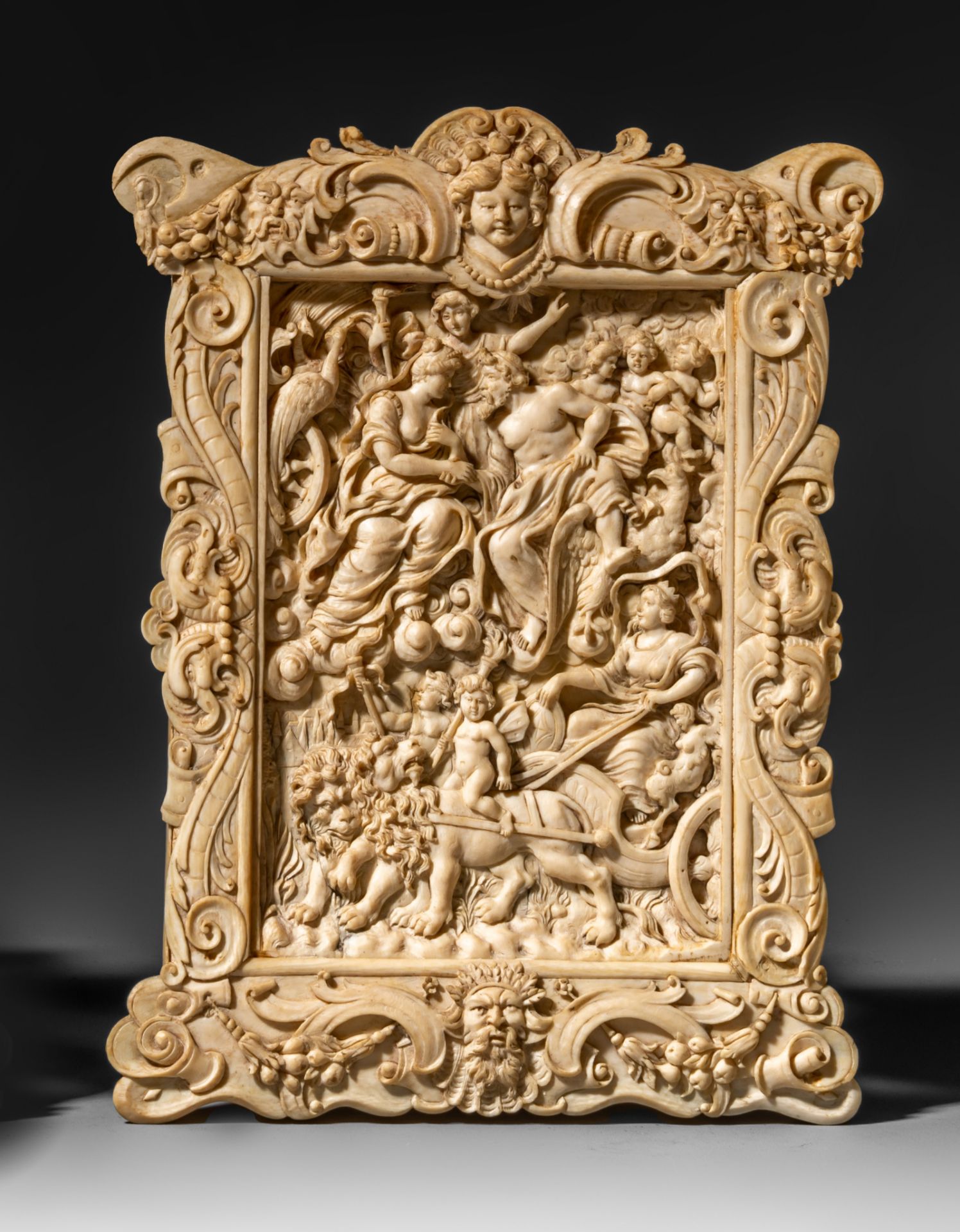 A pair of plaques carved in high relief, second half 19thC, 18 × 24,4 cm, 429 g - 490 g (+) - Bild 4 aus 8