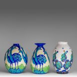 A set of three Charles Catteau vases, H 25 - 27 cm