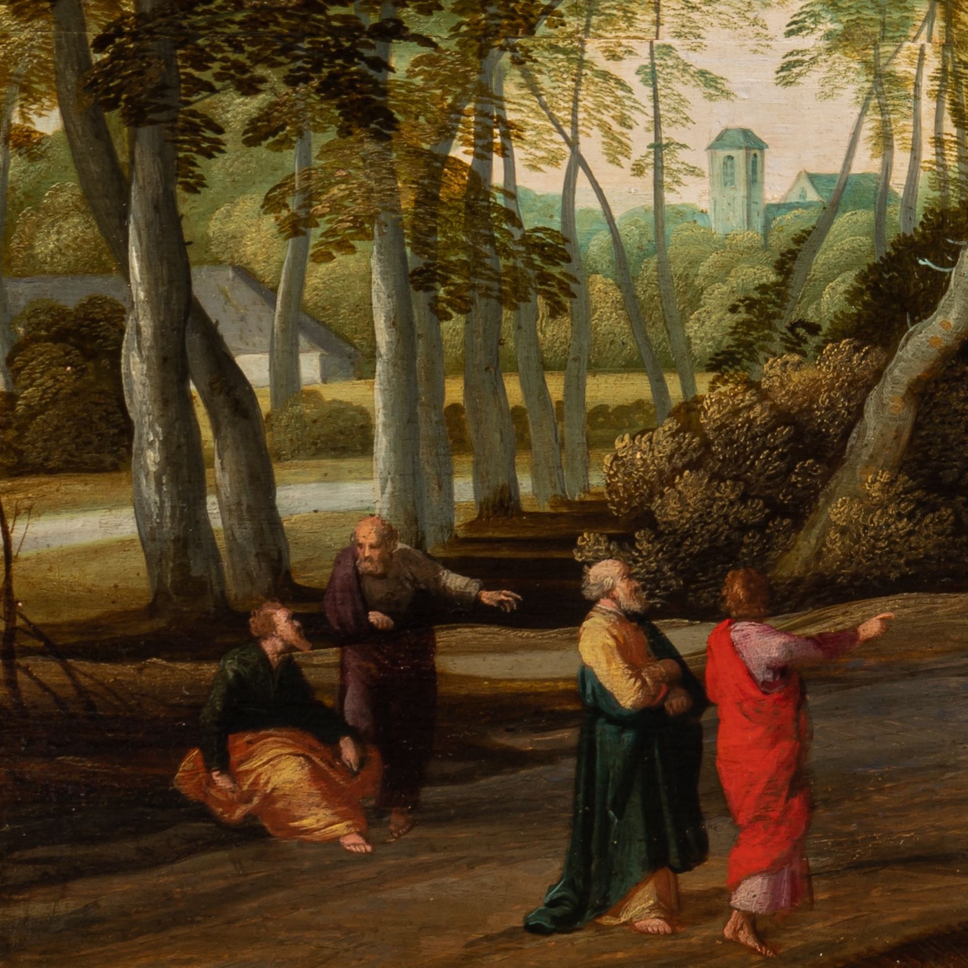 A forest landscape with one of Christ's miracles, first half of the 17thC, the Southern Netherlands, - Bild 4 aus 6