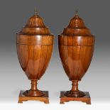 A pair of English Neoclassical mahogany urn-shaped knife or cutlery stand, H 62 cm