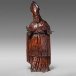A large limewood sculpture of a bishop, 18thC, H 129 cm
