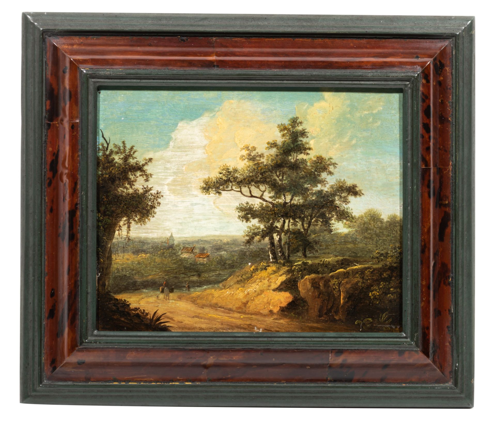 Figures in a wooded landscape, oil on a cradled panel 16 x 20 cm. (6.3 x 7.8 in.), Frame: 24 x 29 cm - Bild 2 aus 5