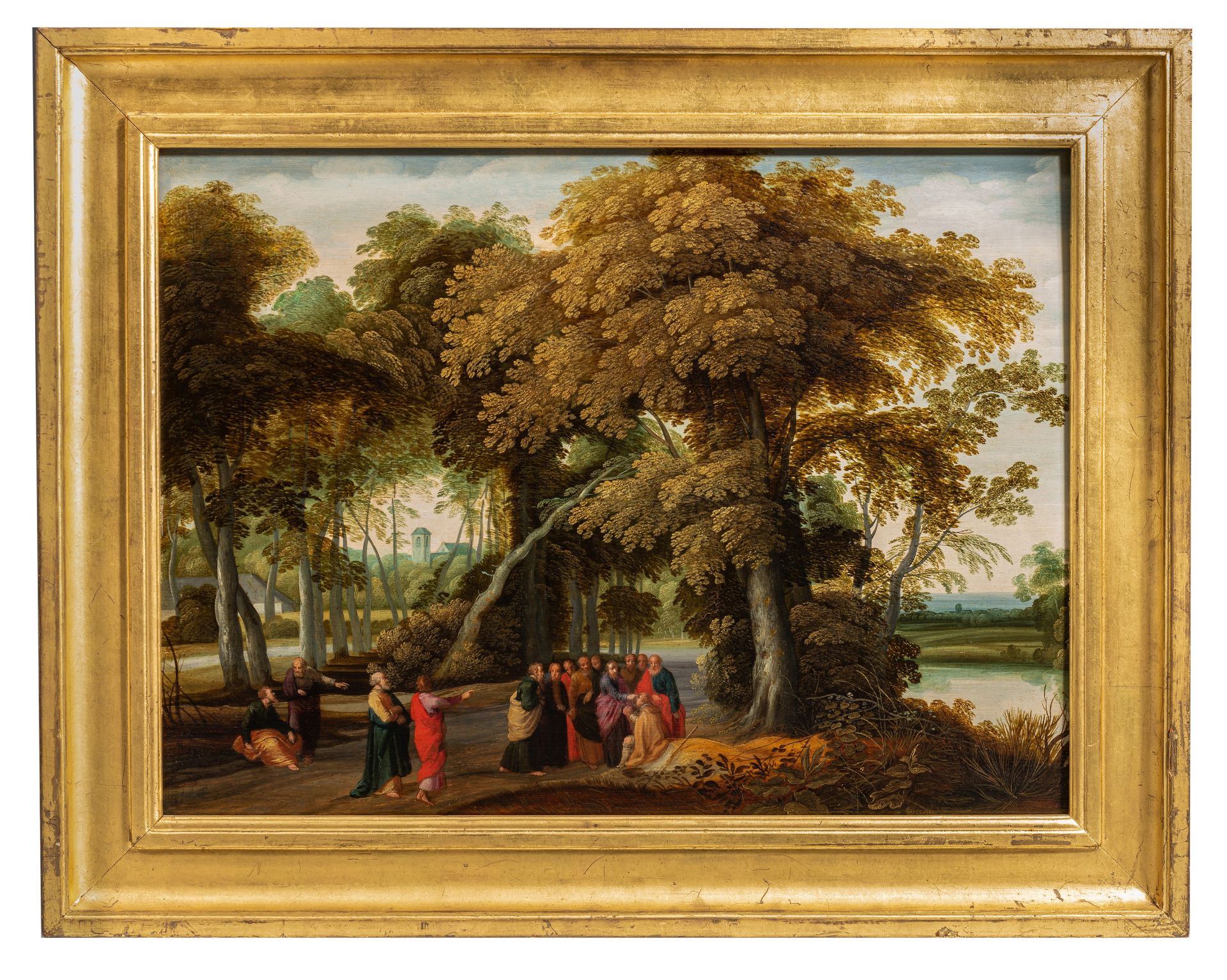 A forest landscape with one of Christ's miracles, first half of the 17thC, the Southern Netherlands, - Bild 2 aus 6