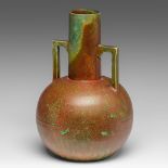 A green-brown glazed vase, marked Dunmore, ca 1870-1890, H 32,5 cm