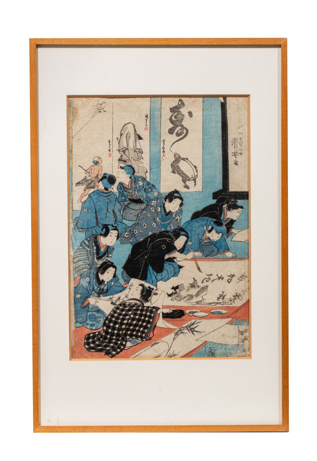 Kuniyoshi, two prints of kabuki scenes, both oban tate-e, both framed 54,5 x 36 cm - Bild 7 aus 8