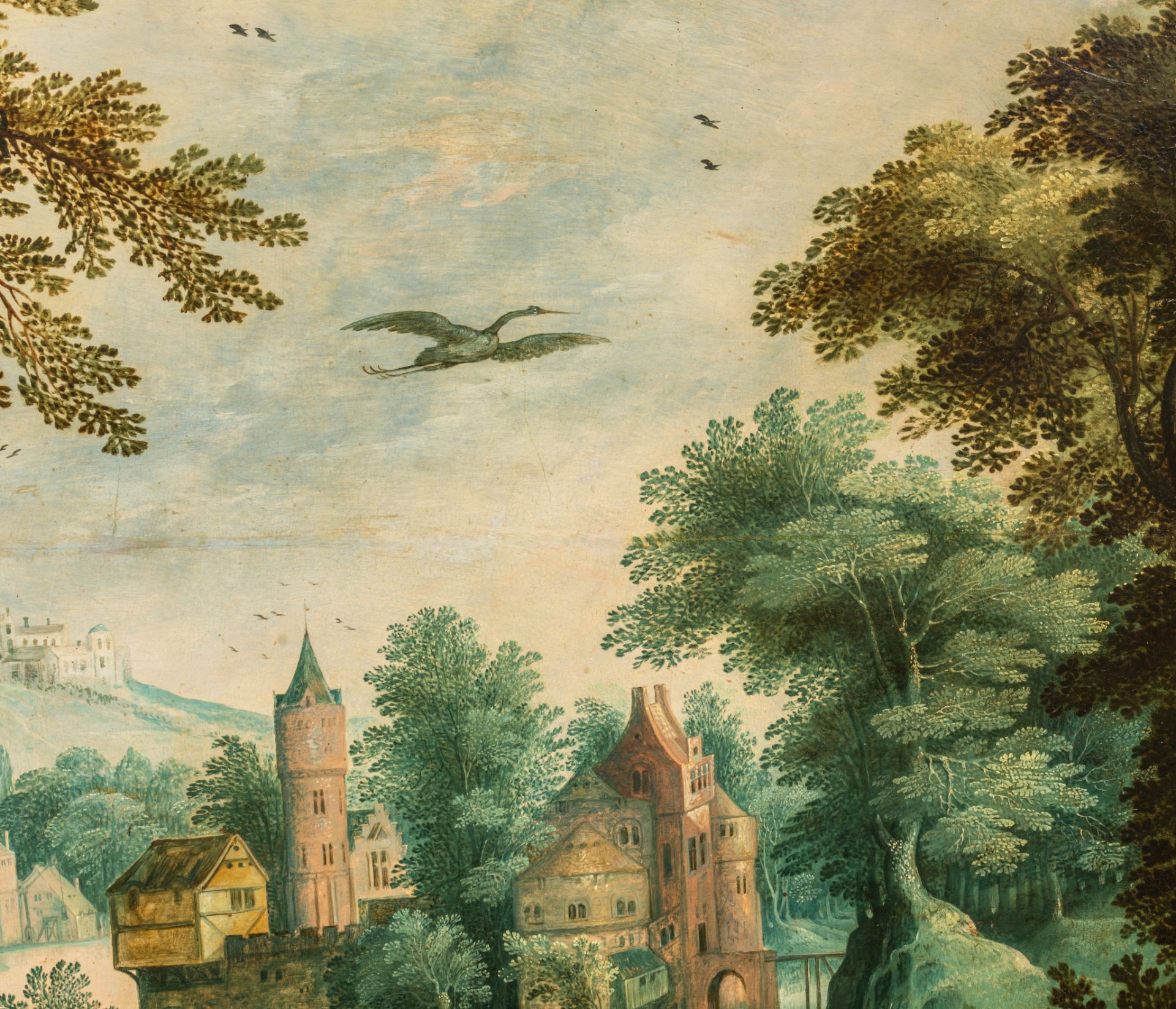 Attrib. to Jasper van der Lanen (ca. 1585 - after 1626), hunters in a landscape with a castle, oil o - Bild 7 aus 7