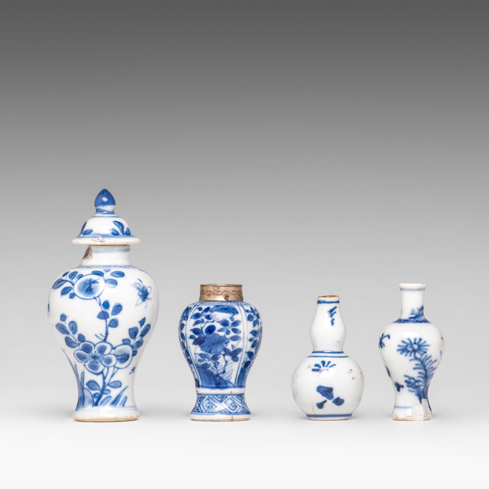 A collection of ten Chinese miniature vases, some Kangxi and some Qianlong period, tallest H 11 cm ( - Bild 4 aus 14