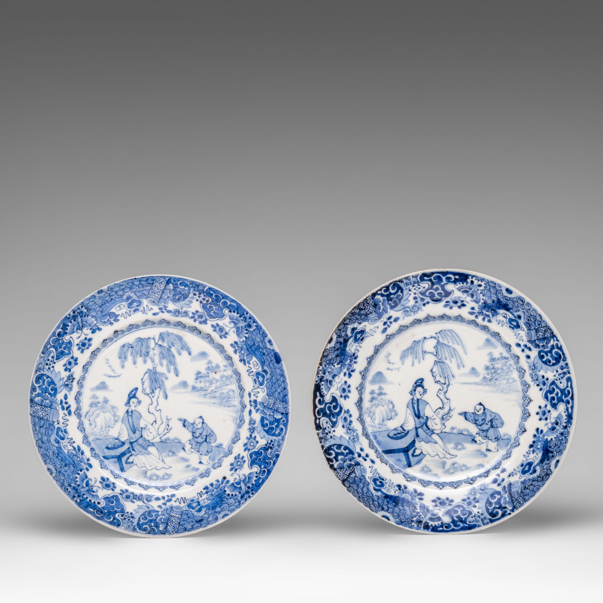 A small collection of Chinese blue and white lidded vases, 19thC, H 27 cm - added six Japanese Arita - Image 2 of 15