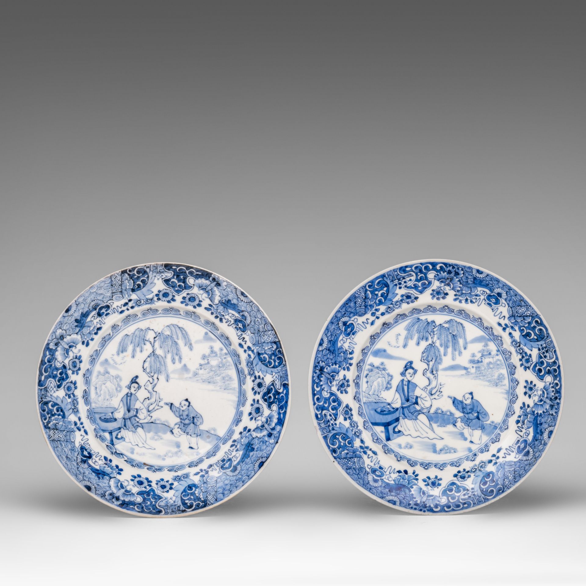 A small collection of Chinese blue and white lidded vases, 19thC, H 27 cm - added six Japanese Arita - Image 4 of 15