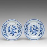 A pair of Chinese blue and white 'Sanduo' dishes, Yongzheng period, dia 15 cm