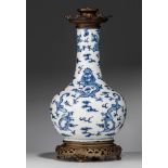 A Chinese blue and white 'Dragons' bottle vase, Guangxu period, Total H 47,5 cm