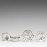 A collection of Chinese grisaille and gilt 'European subject' export ware, 18thC, largest dia 13,5 c