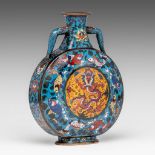 A Chinese Ming style cloisonne enamelled 'Dragon' moon flask, late 18thC, H 24,5 cm
