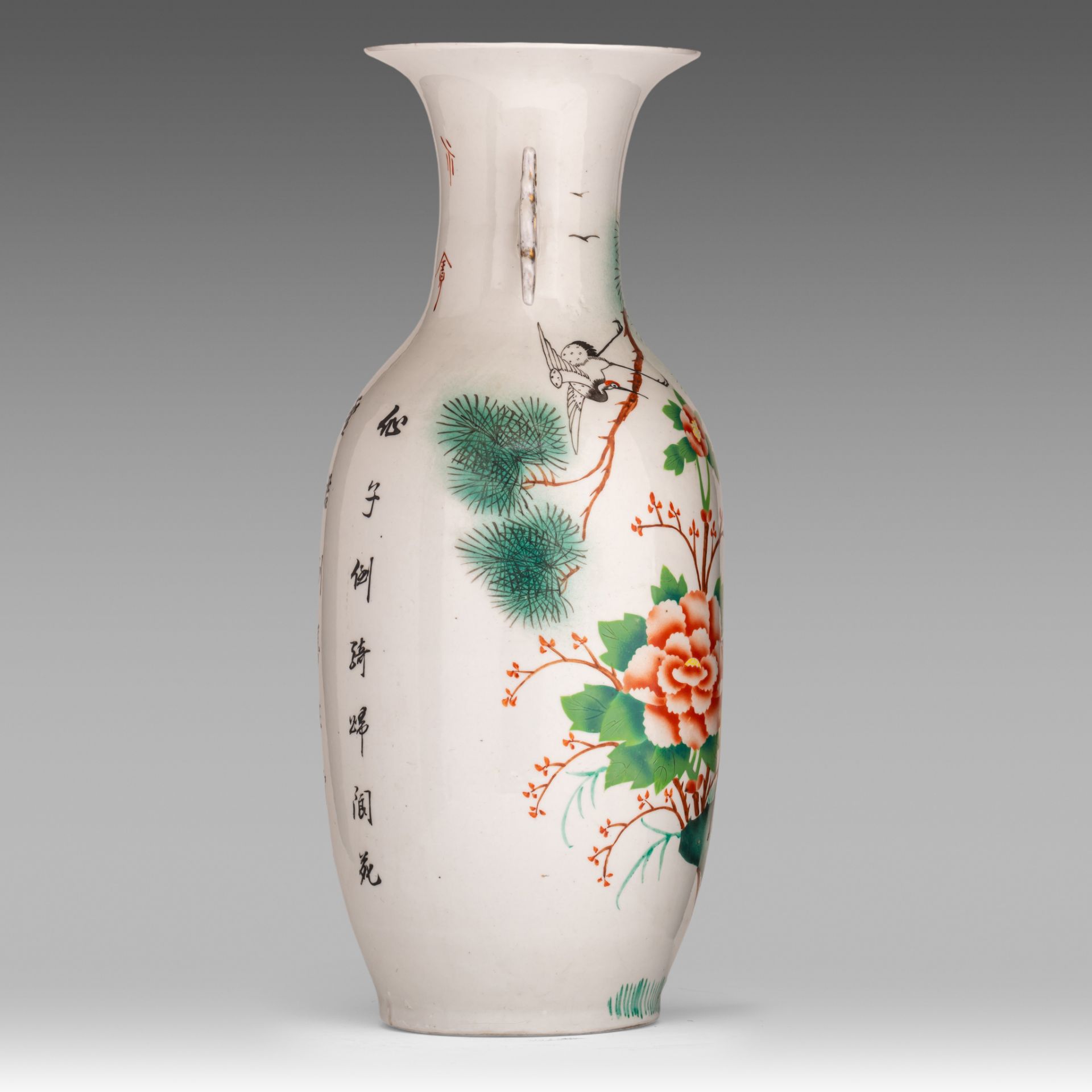 Three Chinese famille rose vases, with a signed text, Republic period/ 20thC, H 54,5 - 57,5 cm - Bild 11 aus 19