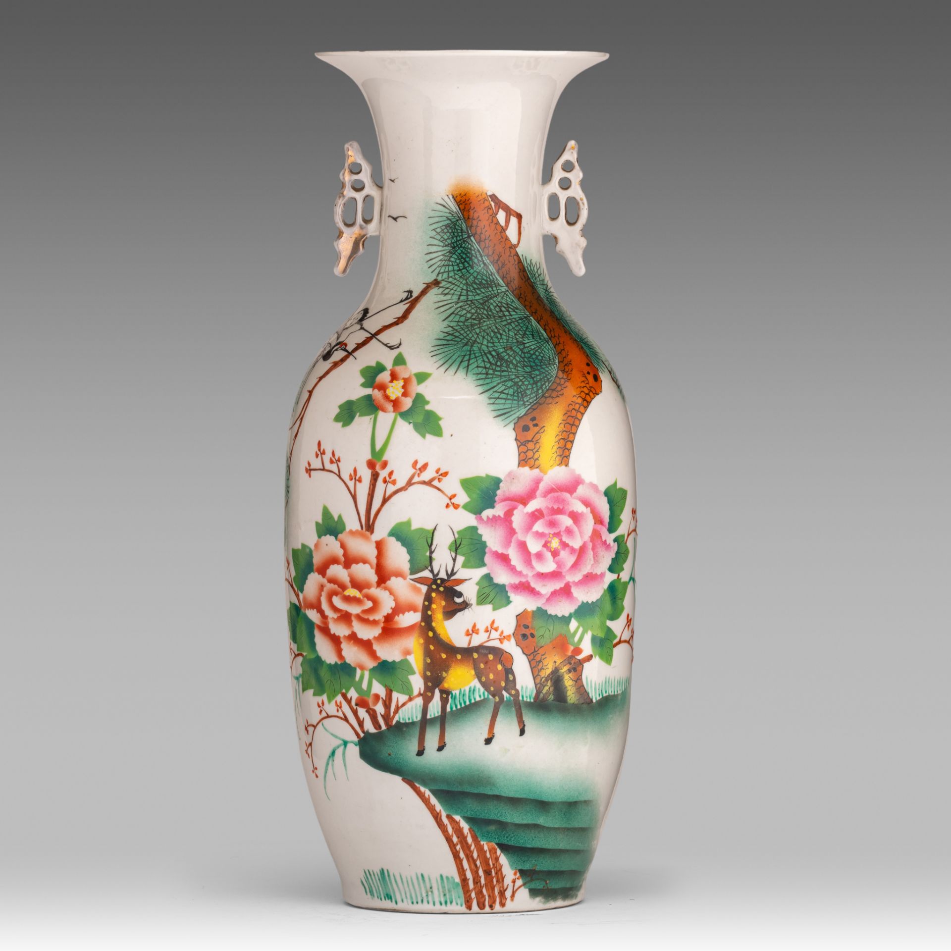 Three Chinese famille rose vases, with a signed text, Republic period/ 20thC, H 54,5 - 57,5 cm - Bild 8 aus 19