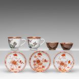 A small collection of Chinese famille rose and iron-red on cafe-au-lait export ware, Qianlong period
