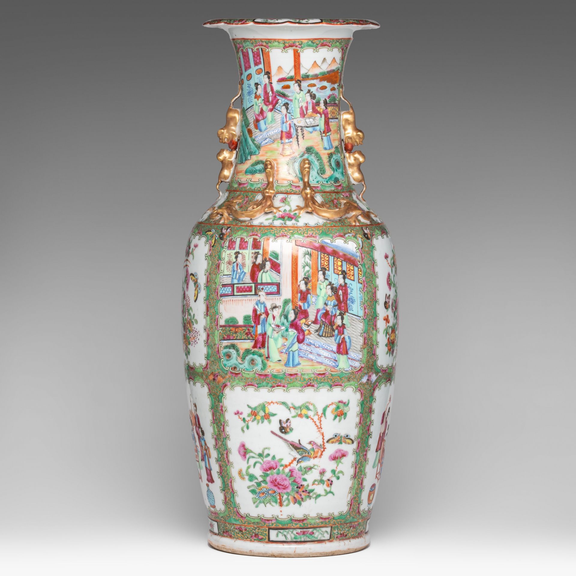 A Chinese Canton famille rose vase, 19thC, H 62,5 cm