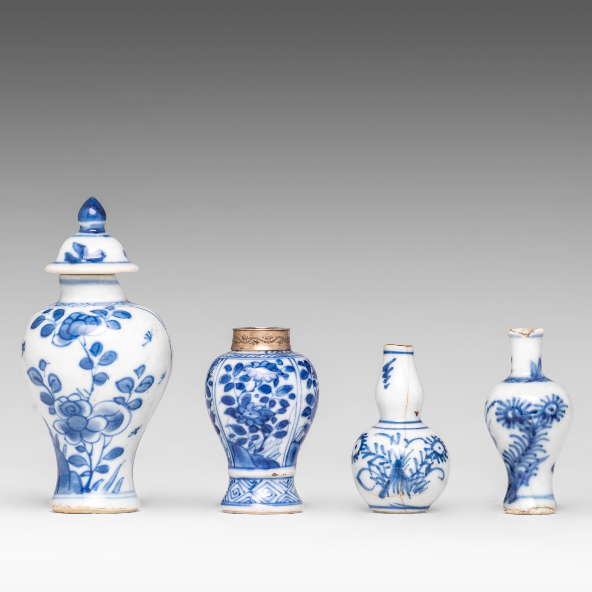 A collection of ten Chinese miniature vases, some Kangxi and some Qianlong period, tallest H 11 cm ( - Bild 2 aus 14