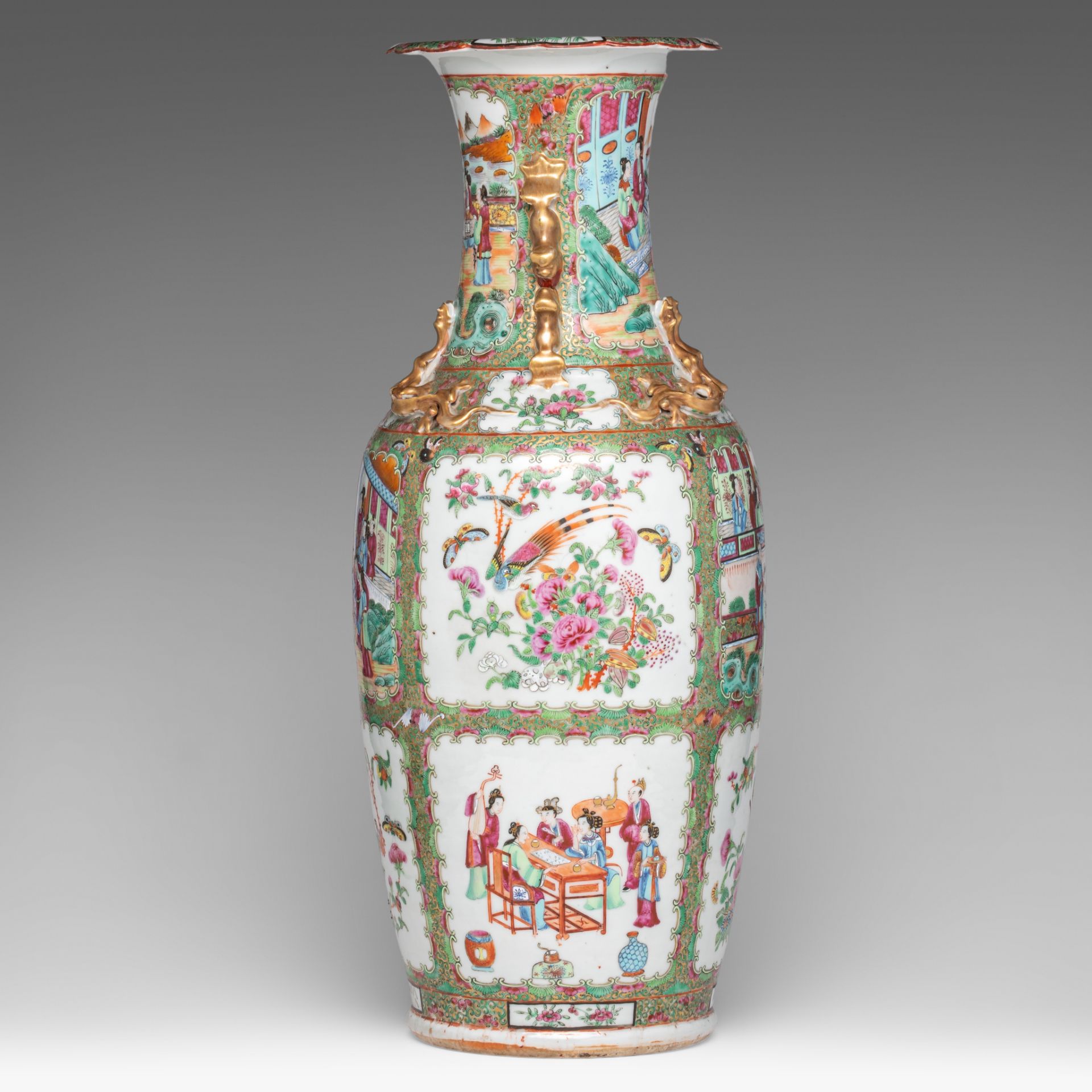 A Chinese Canton famille rose vase, 19thC, H 62,5 cm - Bild 2 aus 8