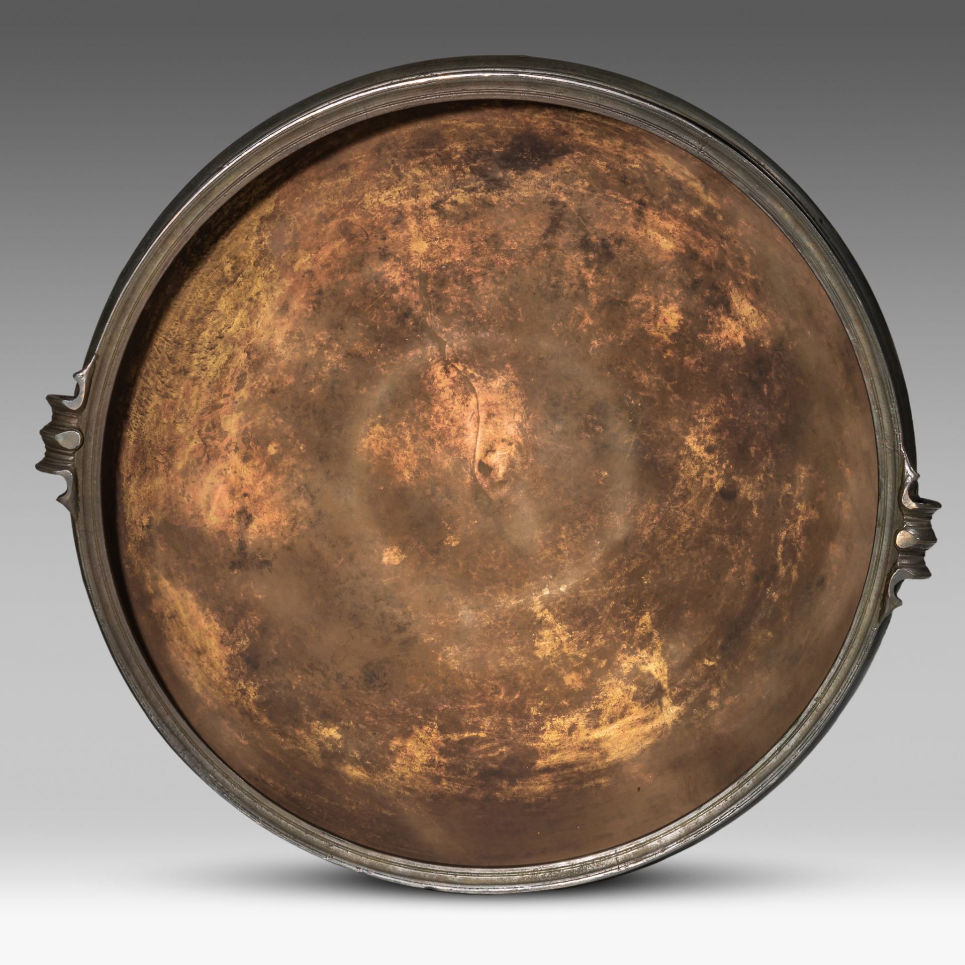 A large Indian bronze temple bowl, late 19thC, dia 103 cm - Image 4 of 7