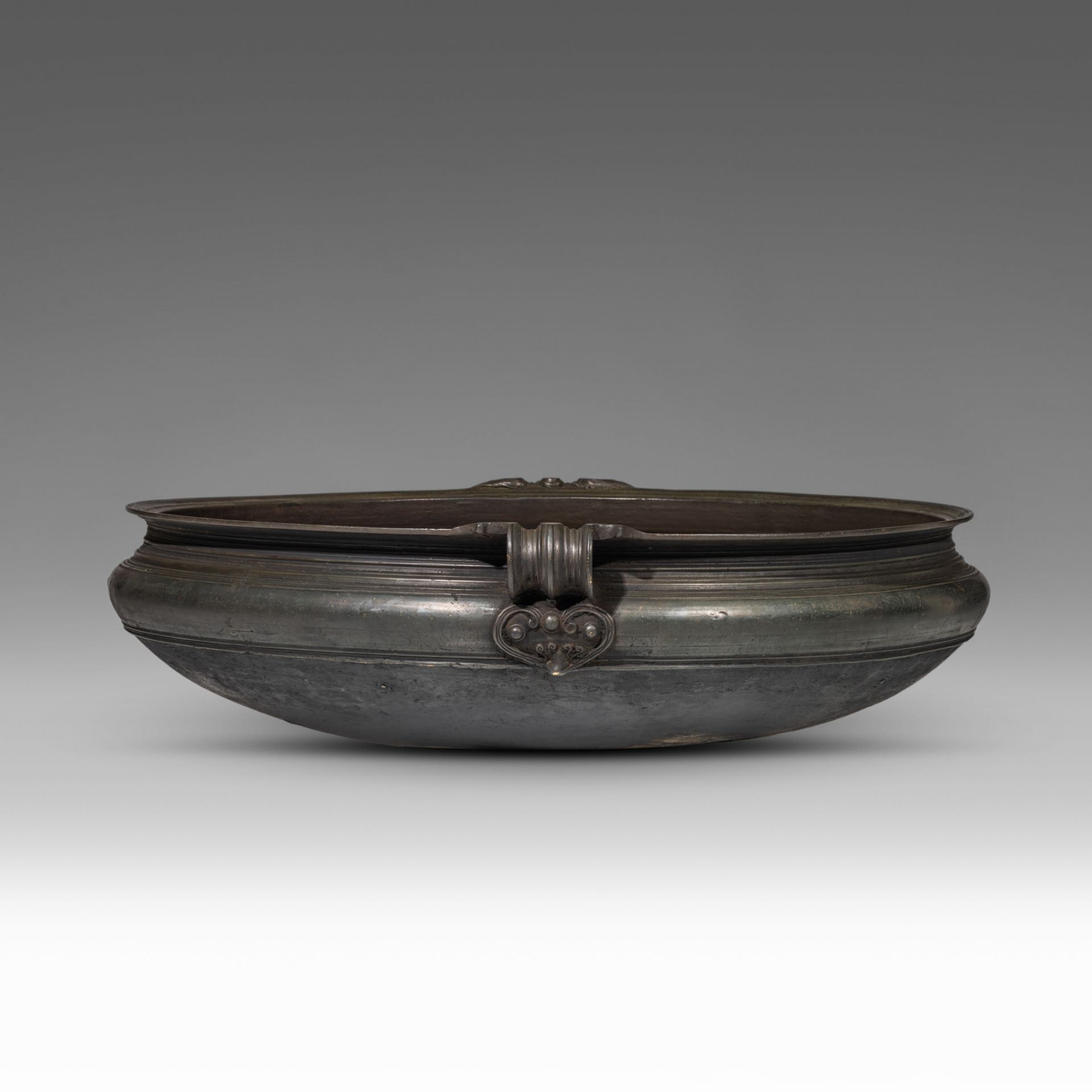 A large Indian bronze temple bowl, late 19thC, dia 103 cm - Image 2 of 7
